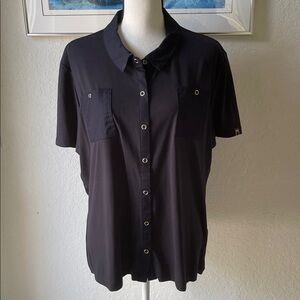 Tommy Hilfiger blue knit camp shirt size XXL extra extra large